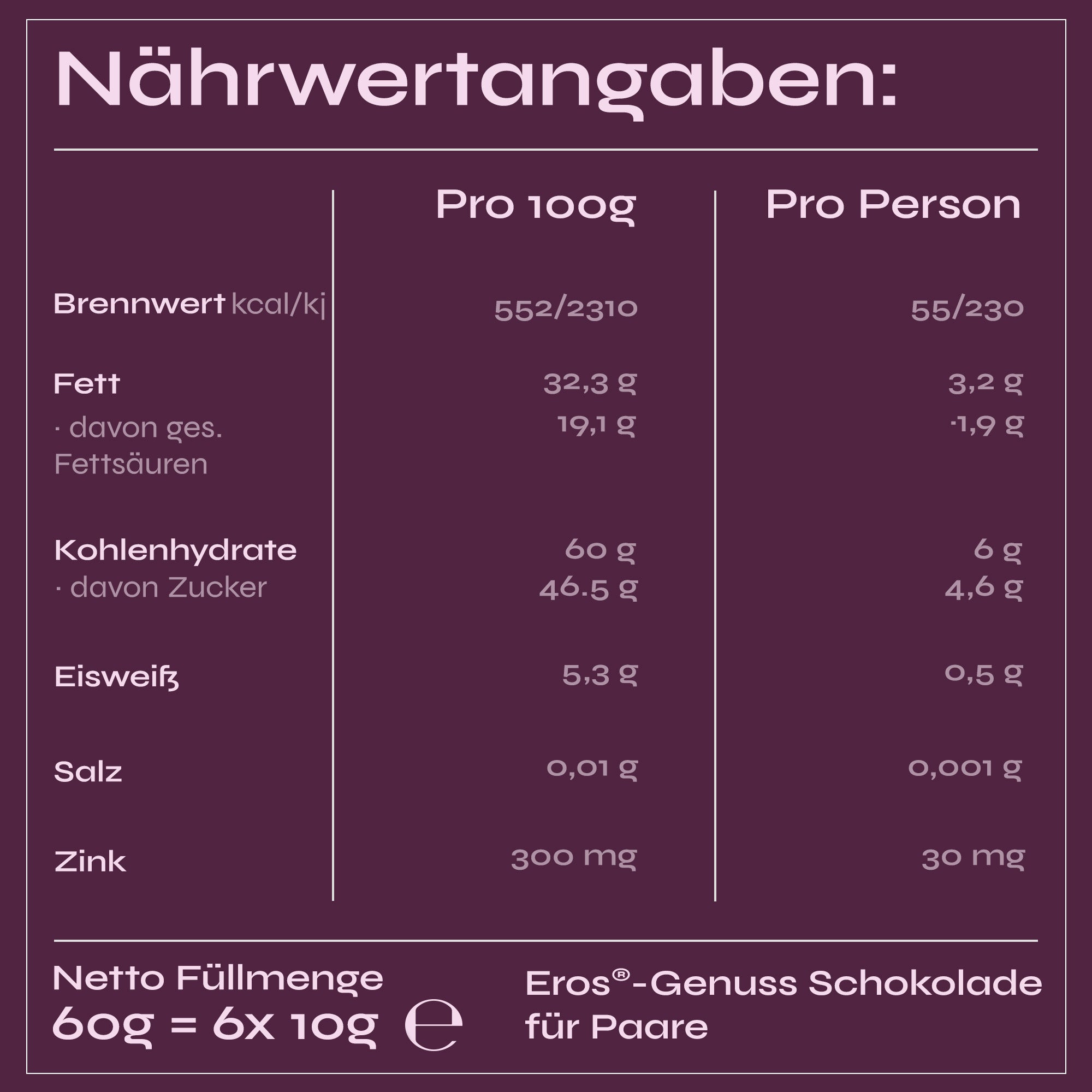 Aphrodisierende Eros Schokolade